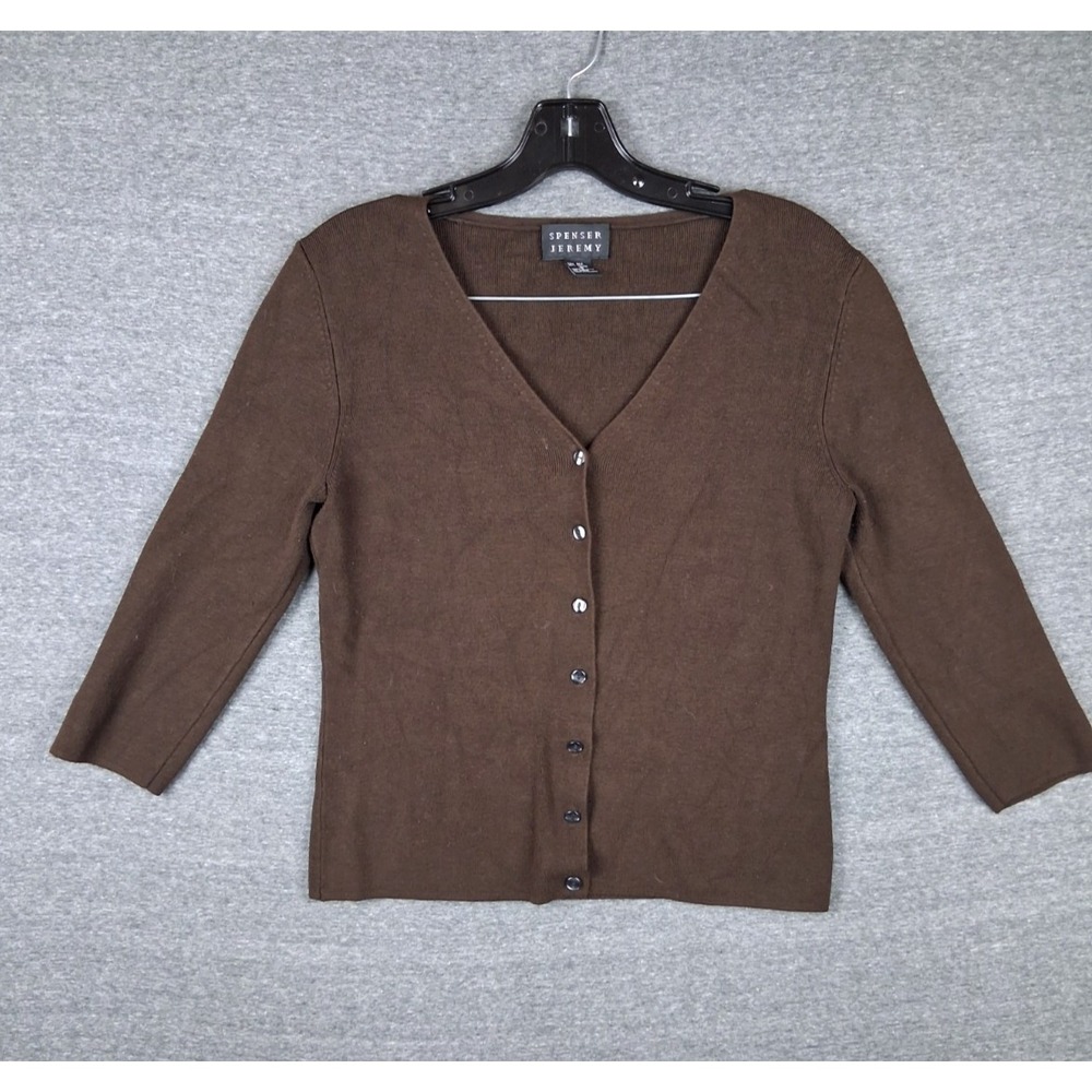 Spencer Jeremy Womens‎ Sweater S Brown Cardigan Silk Dark Academia Earthy